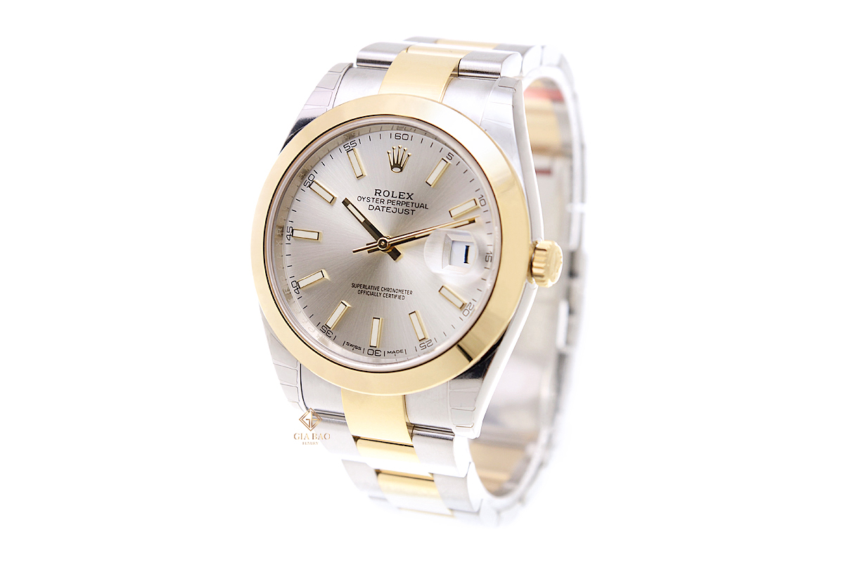 Đồng Hồ Rolex Datejust 41 126303 Mặt Số Bạc Cọc Số Dạ Quang Dây Đeo Oyster