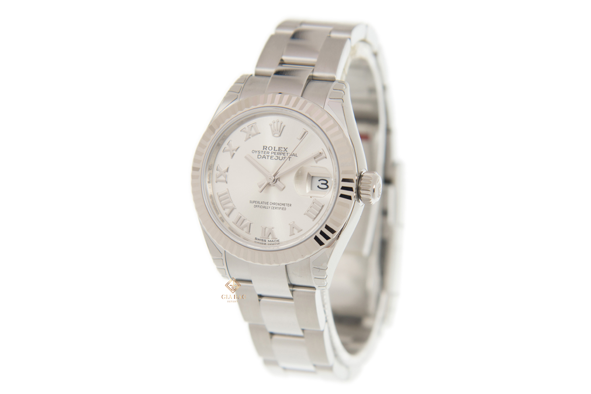 Đồng Hồ Rolex Lady Datejust 279174 Mặt Số Bạc Cọc Số La Mã Dây Đeo Oyster