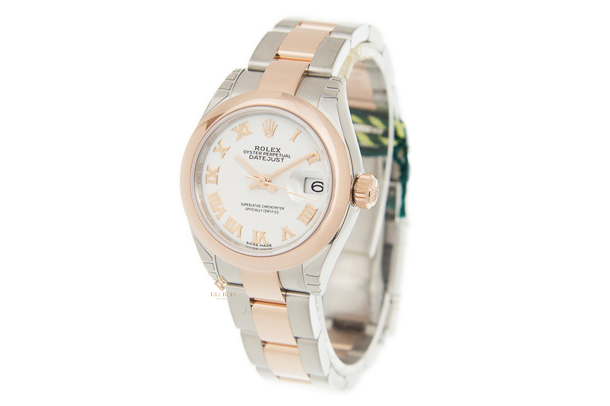 Đồng Hồ Rolex Lady-Datejust 279161 Mặt Số Trắng Cọc Số La Mã Dây Đeo Oyster