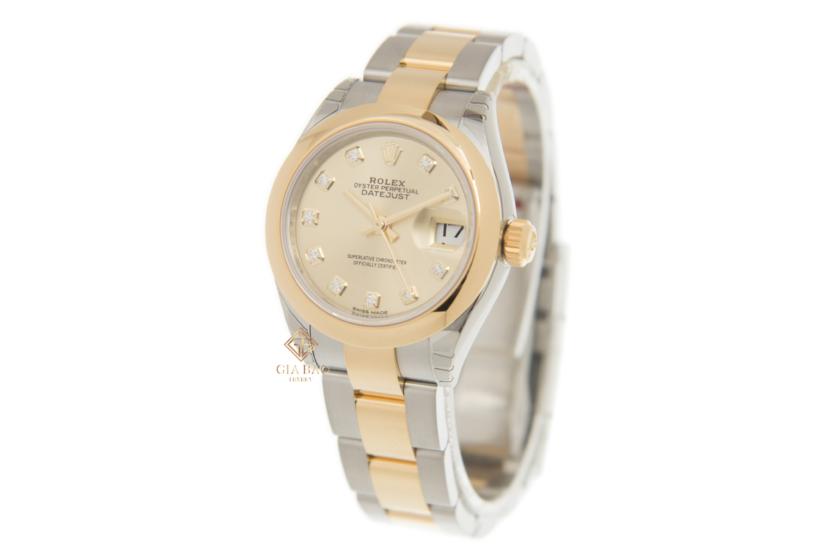 Đồng Hồ Rolex Lady-Datejust 279163 Mặt Số Vàng Champagne Nạm Kim Cương Dây Đeo Oyster