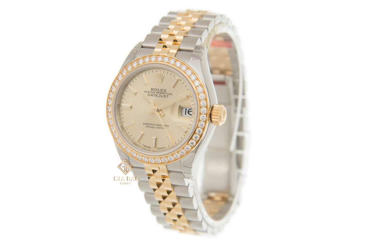 Đồng Hồ Rolex Lady-Datejust 28 279383RBR Mặt Số Vàng Champagne Cọc Số Dạ Quang