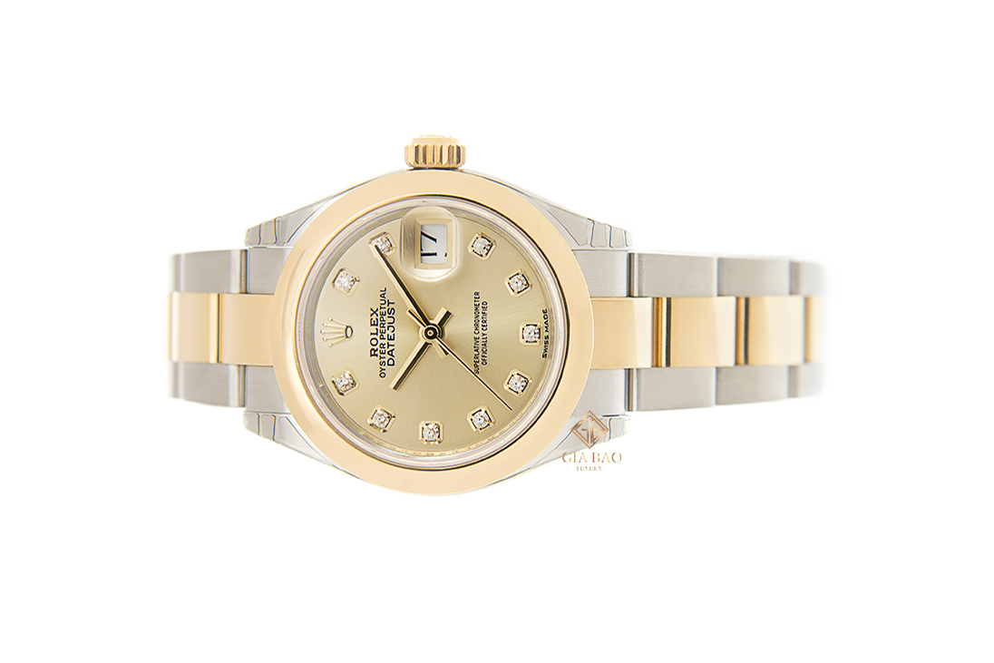 Đồng Hồ Rolex Lady-Datejust 279163 Mặt Số Vàng Champagne Nạm Kim Cương Dây Đeo Oyster