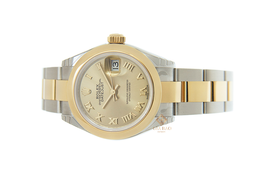 Đồng Hồ Rolex Lady-Datejust 279163 Mặt Số Vàng Champagne Cọc Số La Mã Dây Đeo Oyster