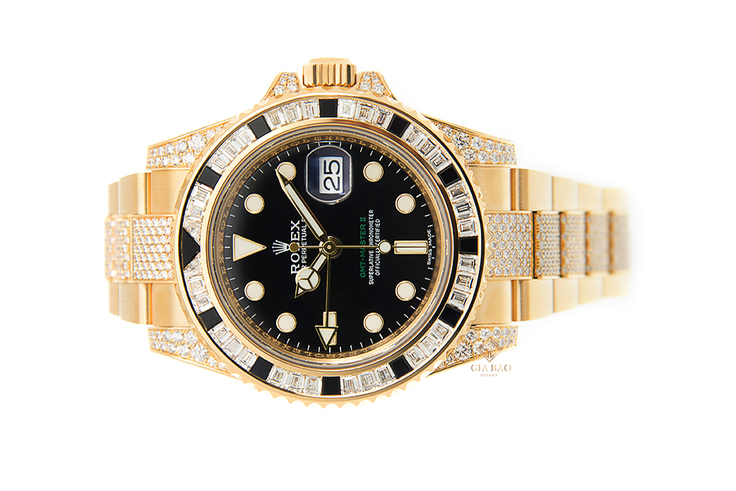 Đồng Hồ Rolex GMT-Master II 116758SANR Mặt Số Đen Dây Đeo Đính Kim Cương