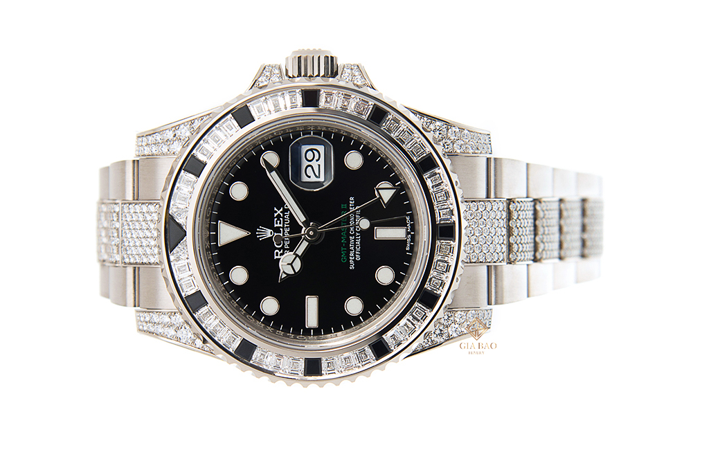 Đồng Hồ Rolex GMT-Master II 116759SANR Mặt Số Đen Dây Đeo Đính Kim Cương