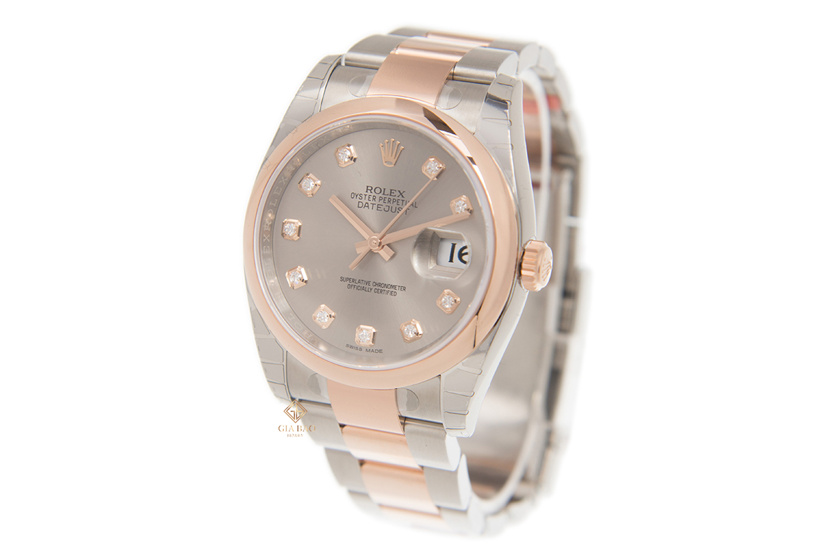 Đồng hồ Rolex Datejust 36 116201 Mặt Số Bạc Cọc Số Kim Cương Dây Đeo Oyster