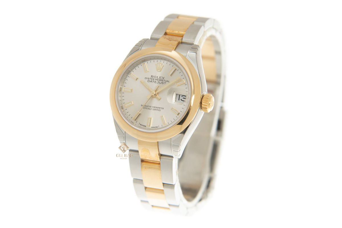 Đồng Hồ Rolex Lady-Datejust 279163 Mặt Số Bạc Cọc Dạ Quang Dây Đeo Oyster