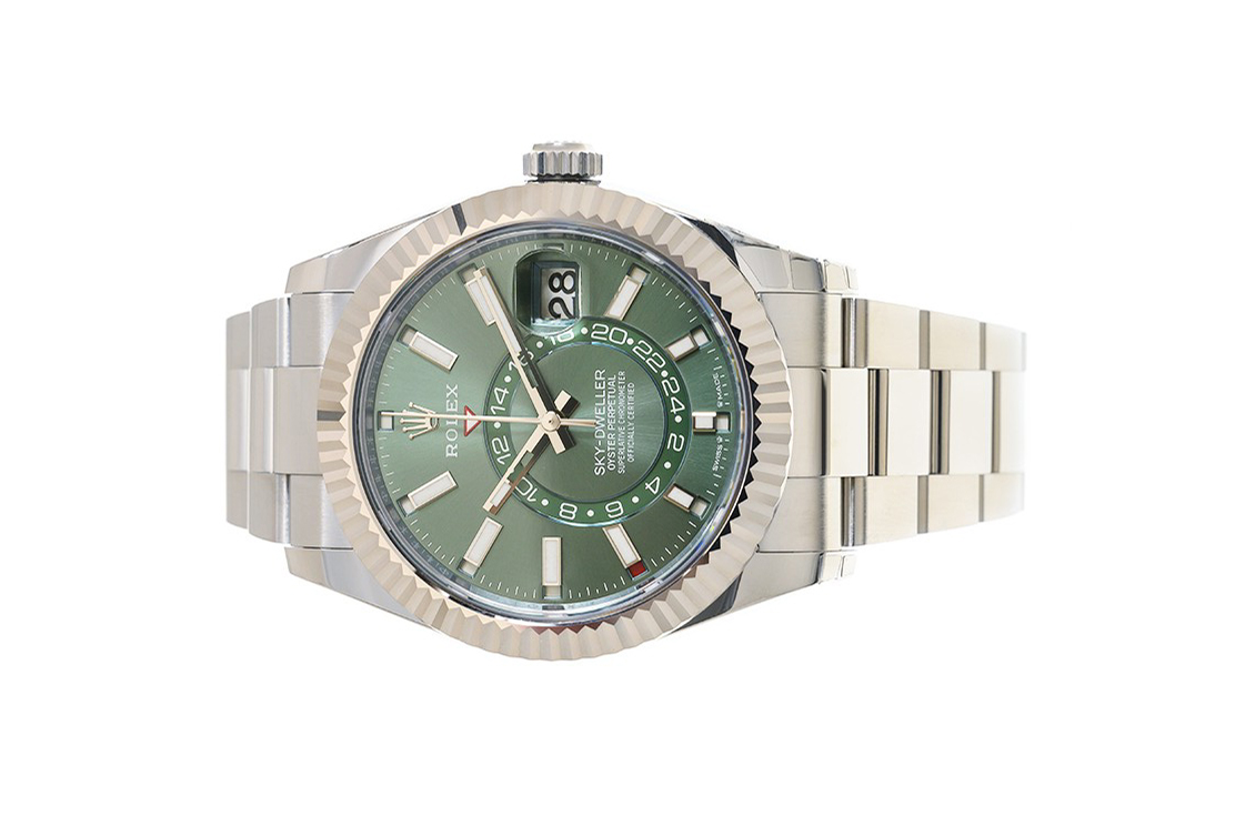 Đồng Hồ Rolex Sky Dweller 336934 Mặt Số Xanh Dây Đeo Oyster