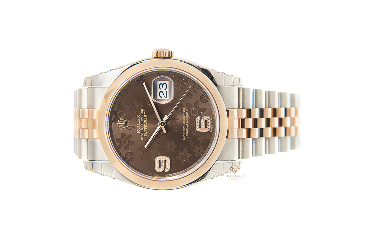 Đồng Hồ Rolex Datejust 36 116201 Mặt Số Chocolate Họa Tiết Hoa