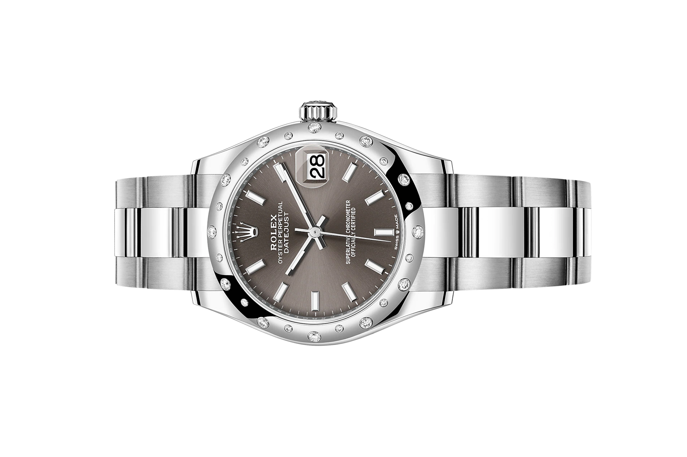 Đồng Hồ Rolex Datejust 31 278344RBR Mặt Số Xám Cọc Số Dạ Quang Dây Đeo Oyster