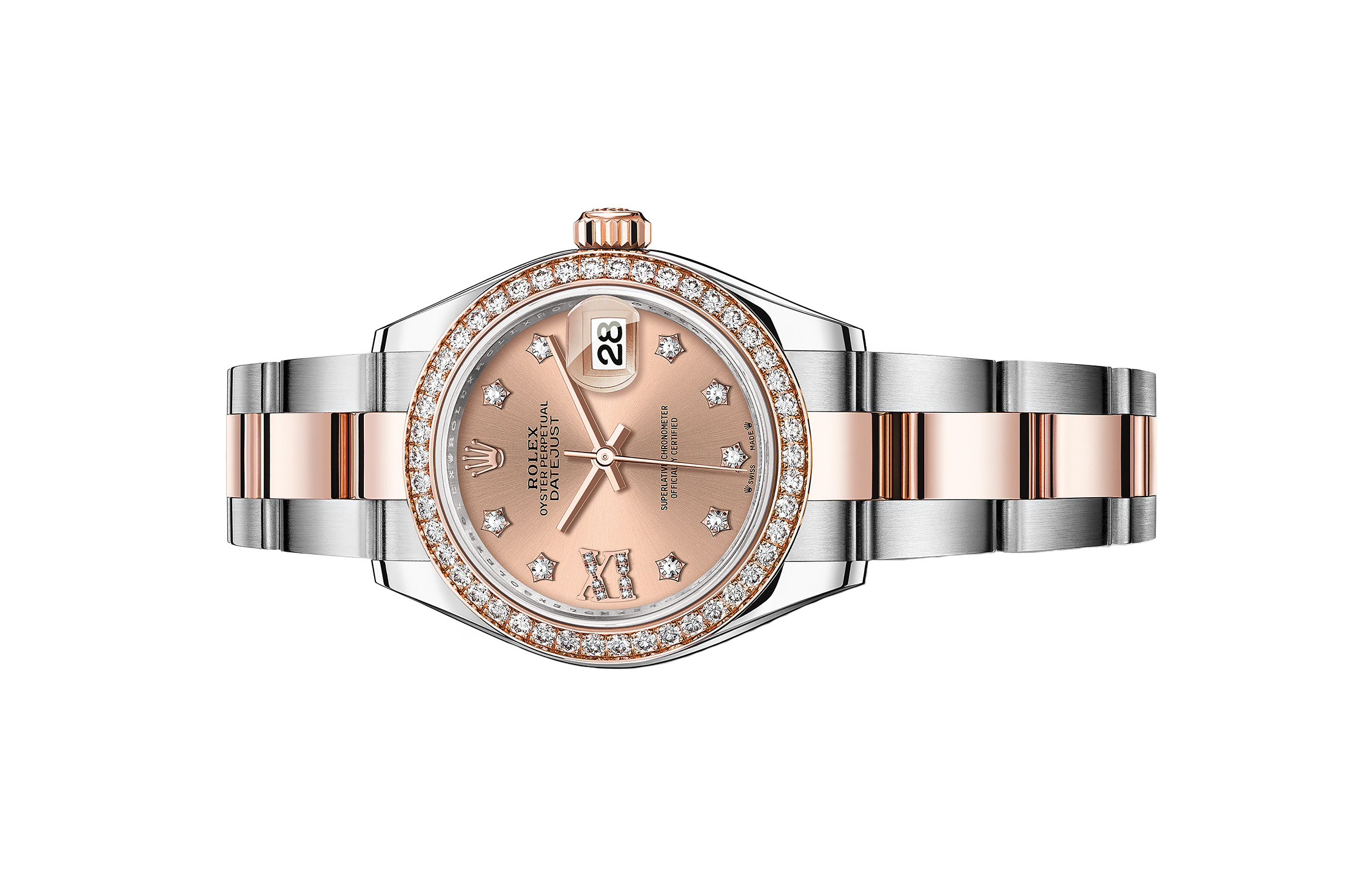 Đồng Hồ Rolex Lady-Datejust 279381RBR Mặt Số Hồng Cọc Số Kim Cương Sao Dây Đeo Oyster