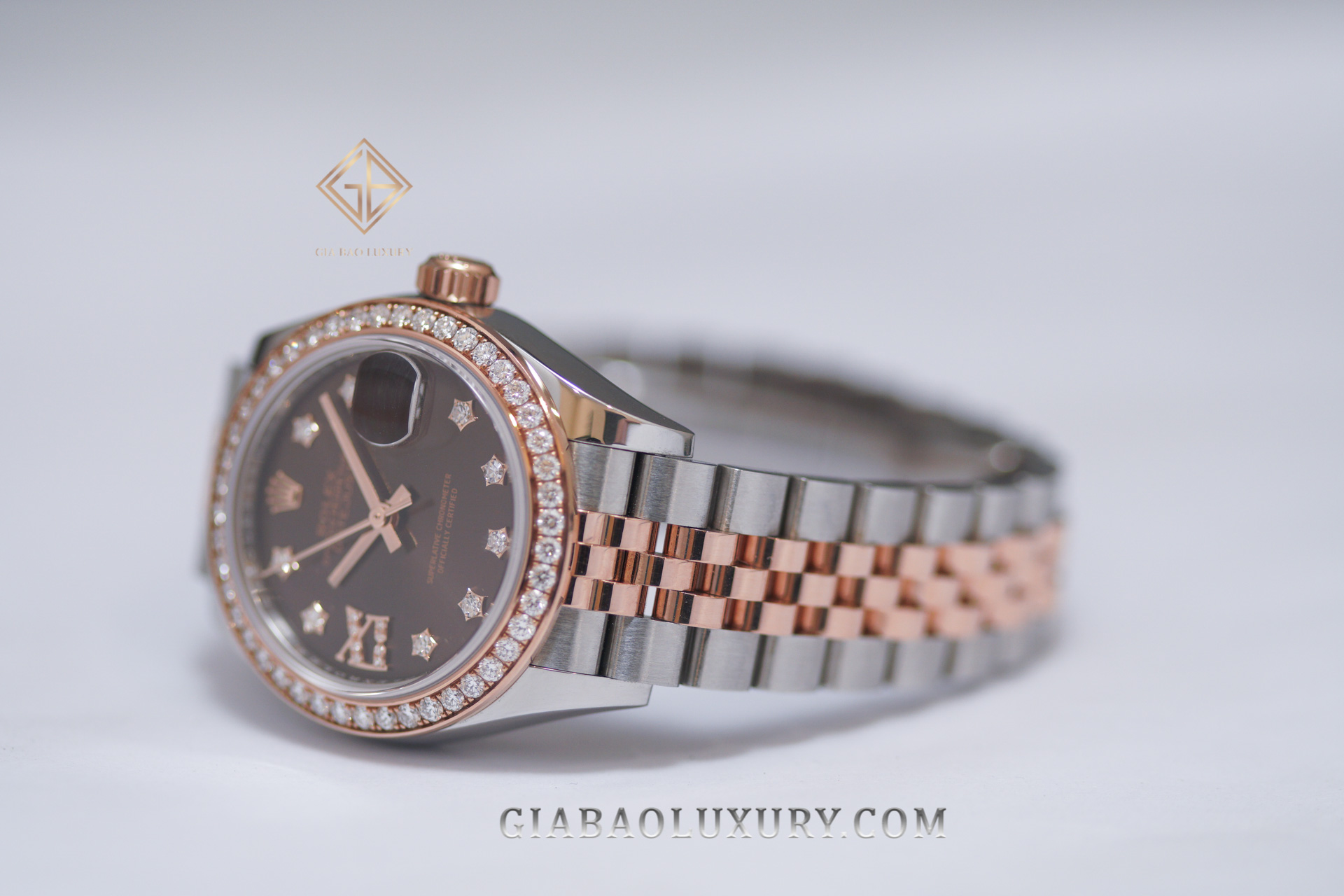 Đồng Hồ Rolex Lady-Datejust 279381RBR Mặt Số Chocolate Cọc Số Sao Nạm Kim Cương