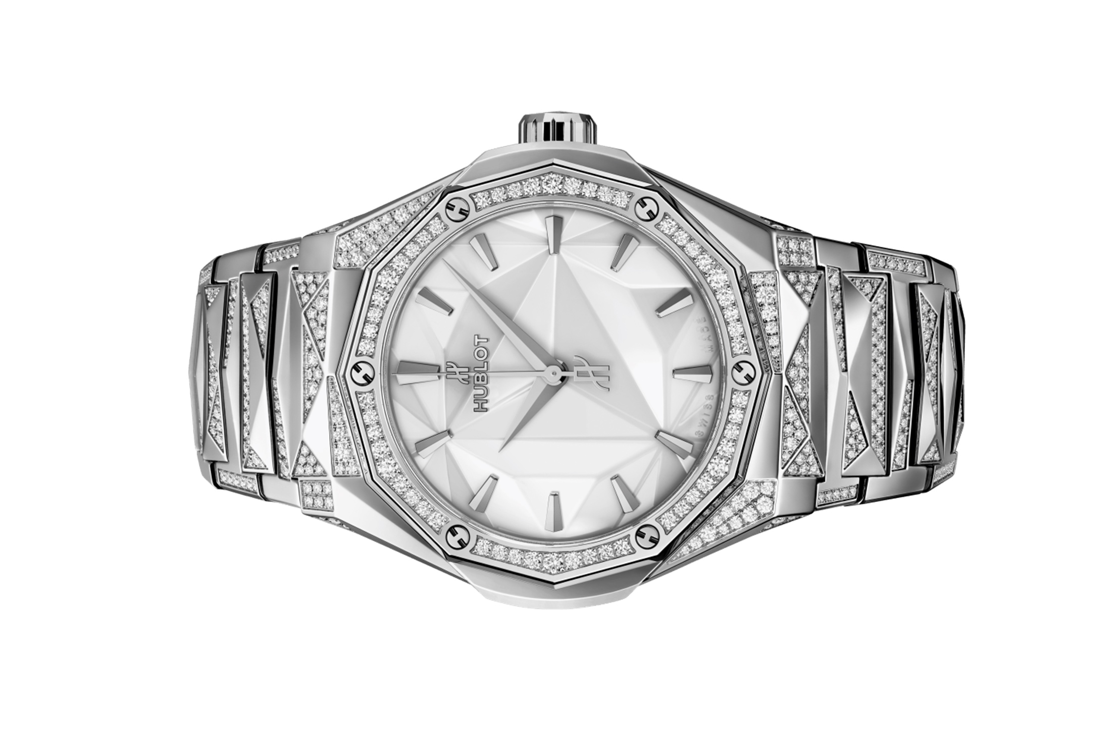 Đồng Hồ Hublot Classic Fusion Orlinski Bracelet Titanium White Alternative Pavé 550.NS.2200.NS.3804.ORL22