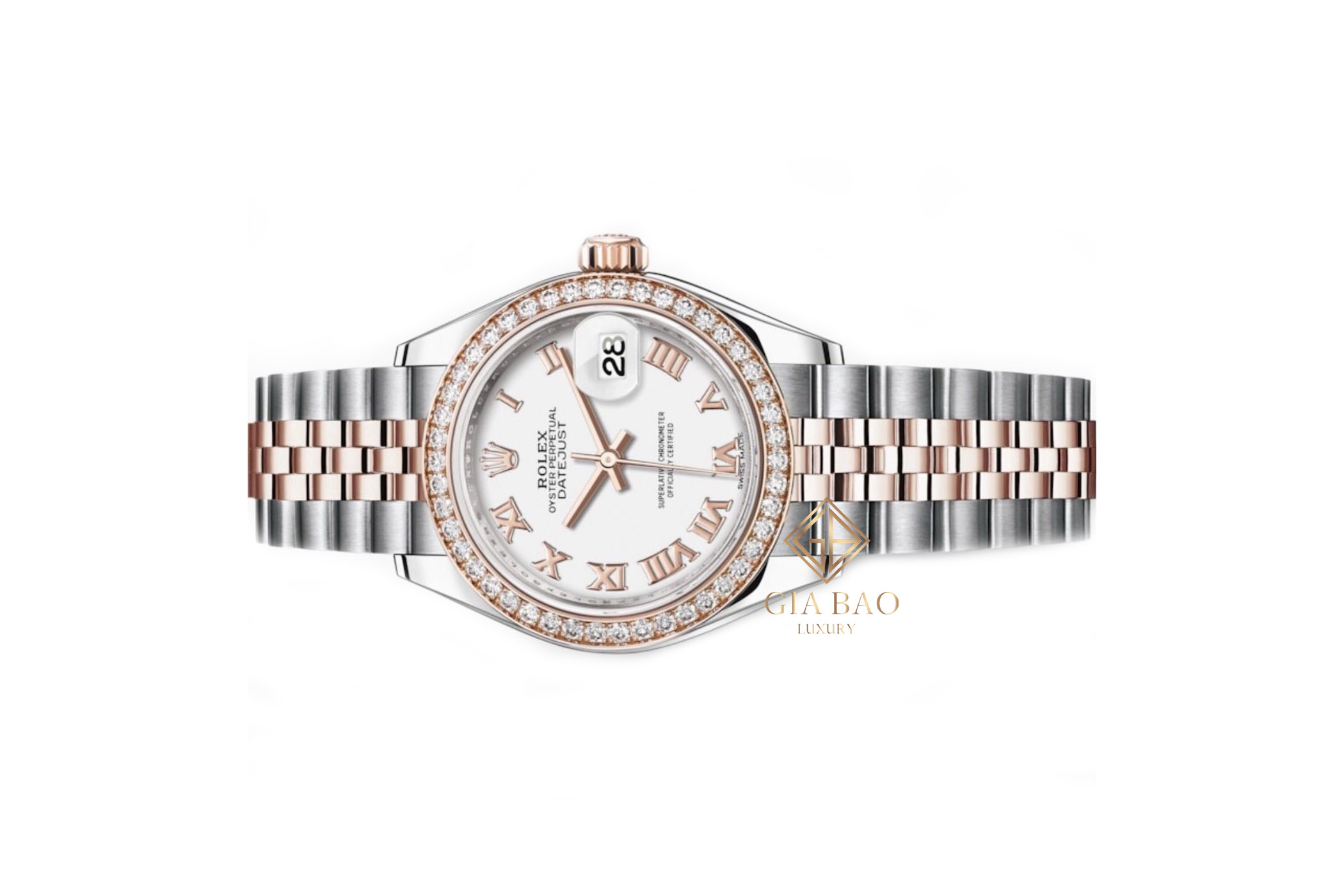 Đồng Hồ Rolex Lady-Datejust 279381RBR Mặt Số Trắng Cọc Số La Mã