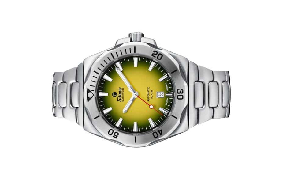 Đồng hồ đeo tay thương hiệu Tutima, dòng sản phẩm M2 Seven Seas S, Ref no: 6155-10, mặt số vàng Dégradé, size 44mm, máy tự động, vỏ đồng hồ và dây bằng thép không gỉ, hàng mới 100%