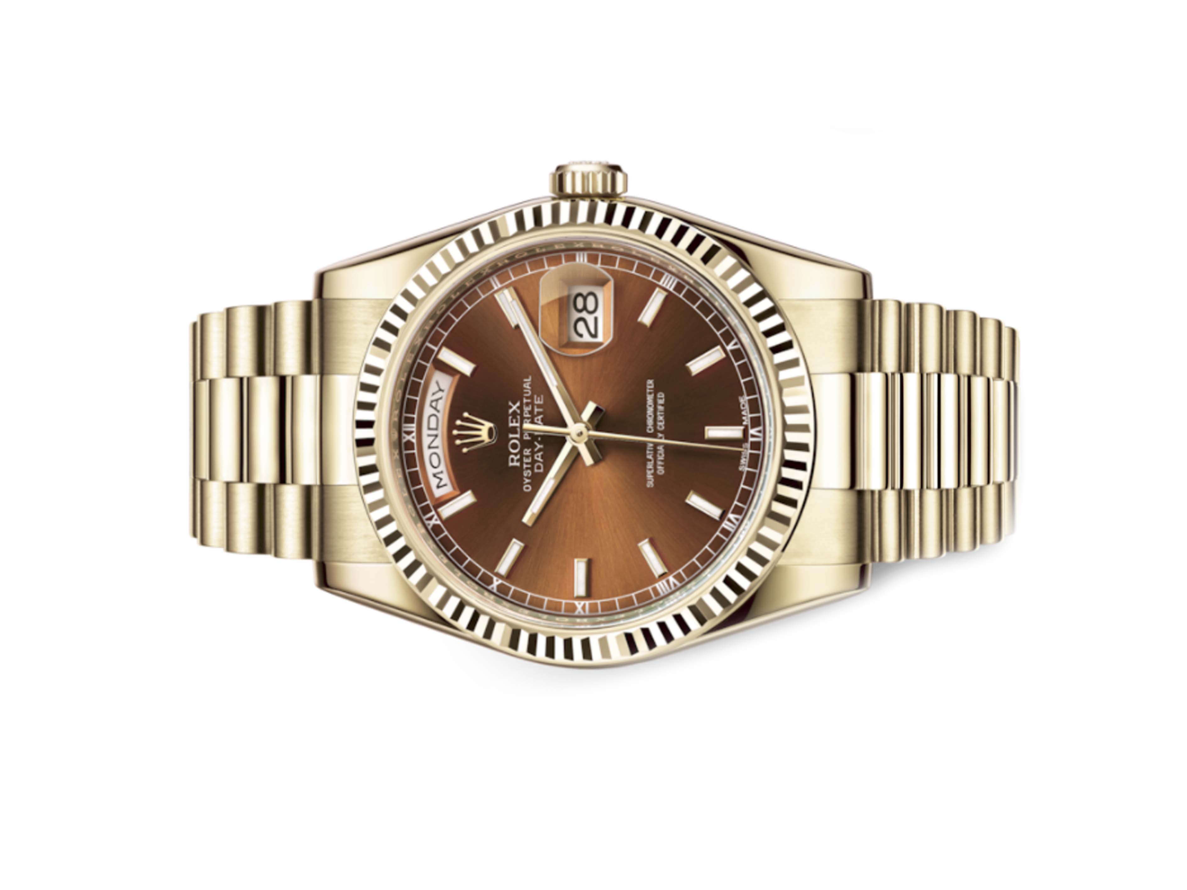 Đồng Hồ Rolex Day Date 36 118238 Mặt Số Cognac