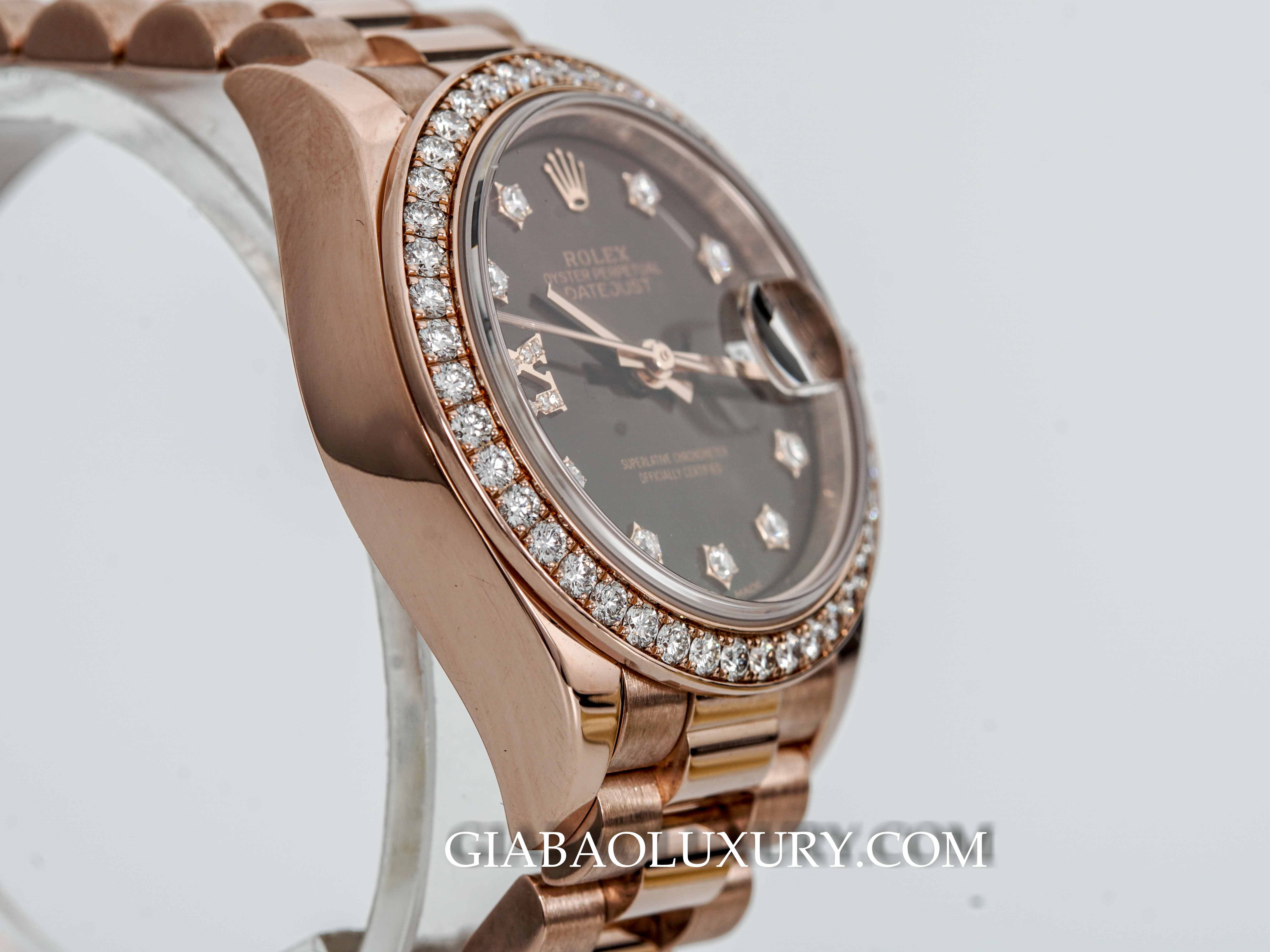 Đồng Hồ Rolex Lady-Datejust 279135RBR Mặt Số Chocolate Cọc Số Kim Cương La Mã