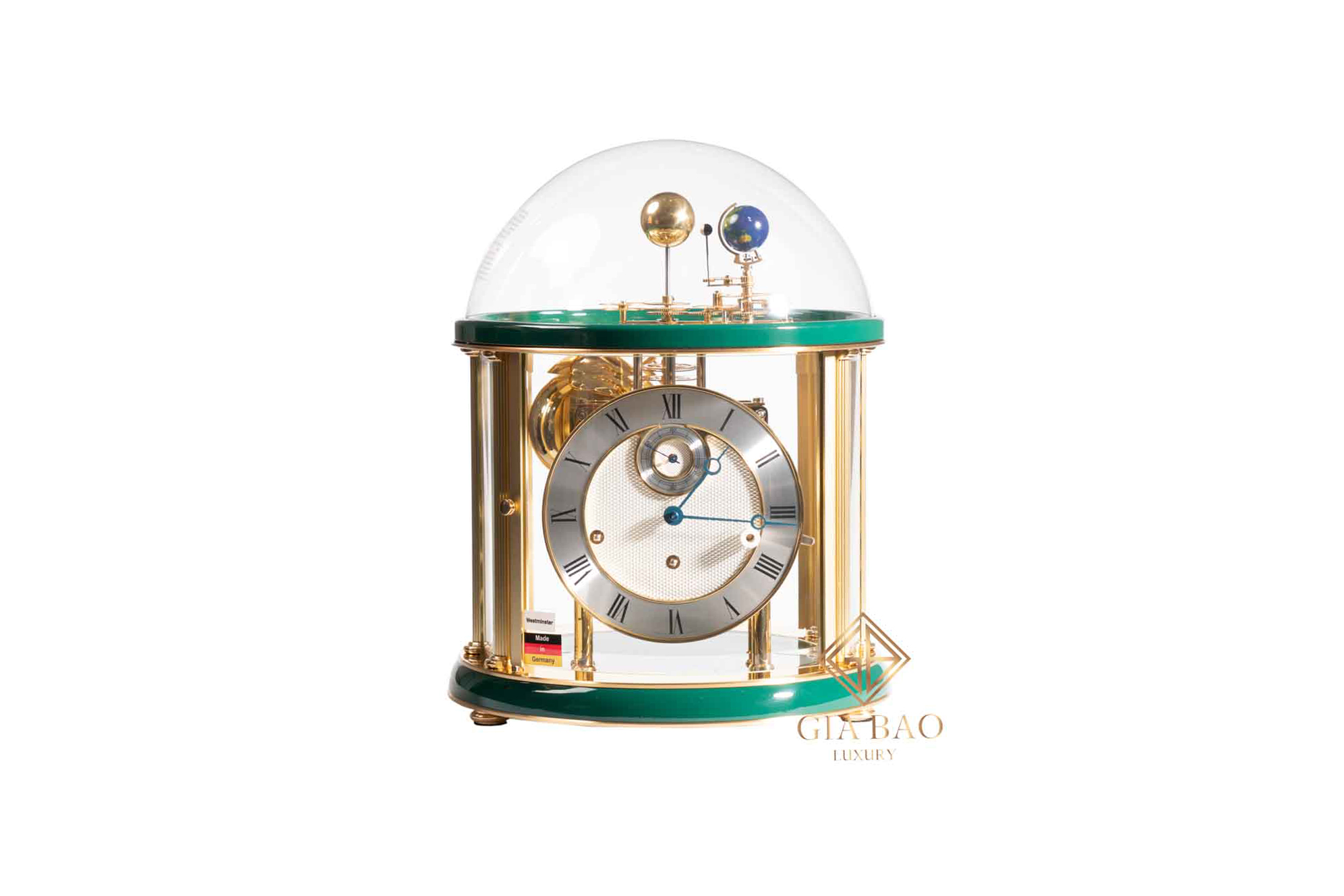 Đồng Hồ Để Bàn Hermle Tellurium 22805 V10352 (Green and Brass)