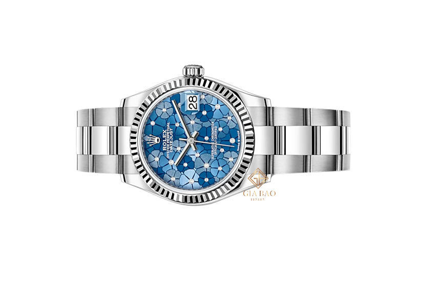 Đồng Hồ Rolex Datejust 278274 Mặt Số Cánh Hoa Xanh Dây Đeo Oyster