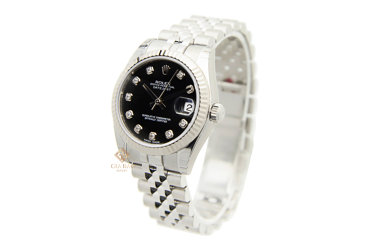 Đồng Hồ Rolex Datejust 31 178274 Mặt Số Đen Nạm Kim Cương