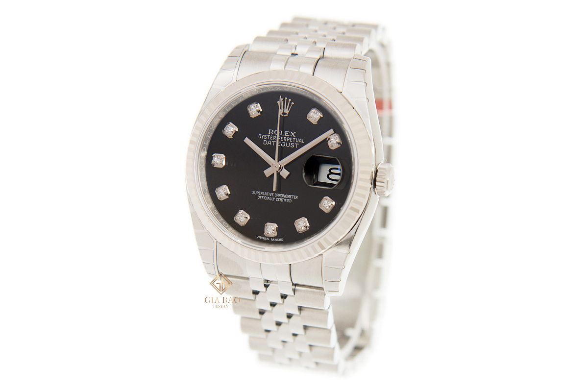 Đồng Hồ Rolex Datejust 36 116234 Mặt Số Đen Cọc Số Kim Cương