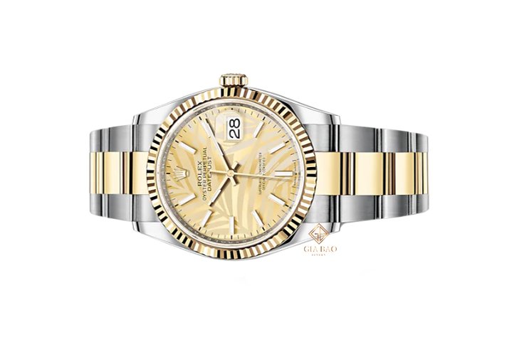 Đồng Hồ Rolex Datejust 36 126233 Mặt Số Cây Lá Nhiệt Đới Vàng Champagne Cọc Số Dạ Quang Dây Đeo Oyster