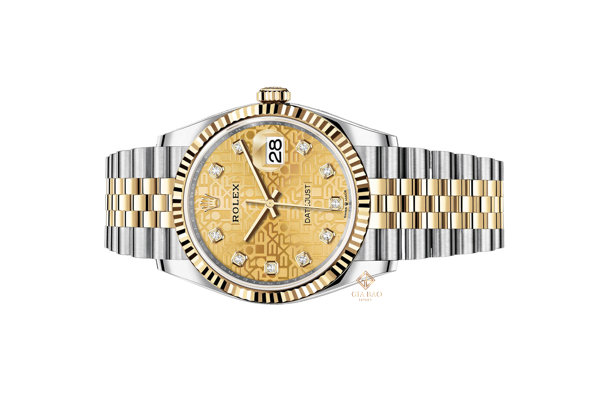 Đồng Hồ Rolex Datejust 36 126233 Mặt Số Vi Tính Vàng Champagne