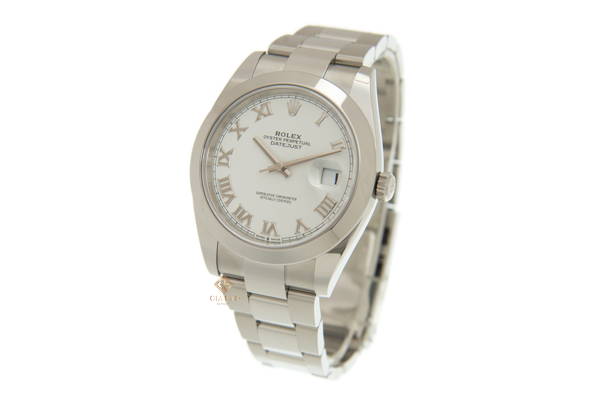 Đồng Hồ Rolex Datejust 41 126300 Mặt Số Trắng Cọc Số La Mã Dây Đeo Oyster