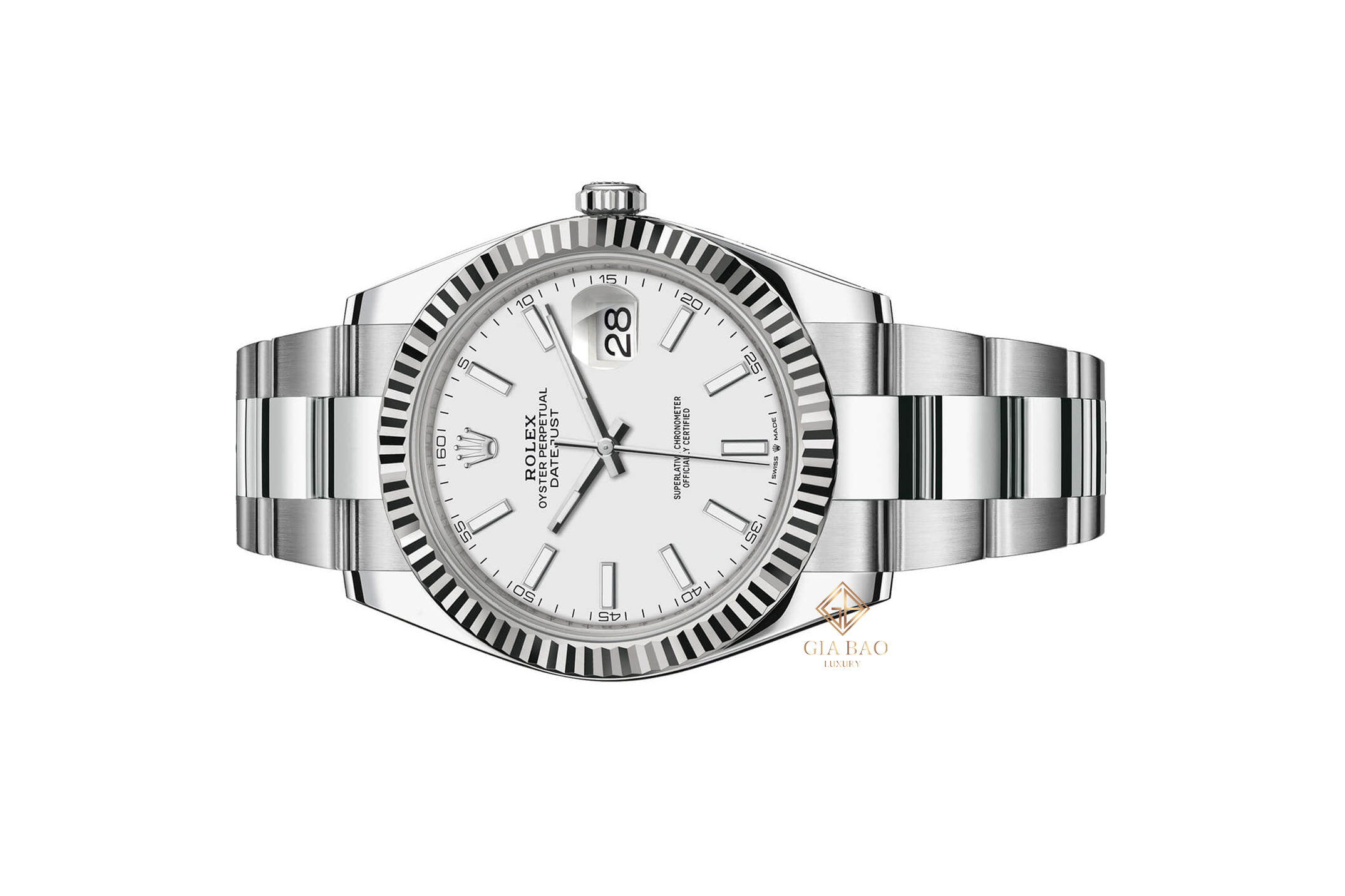 Đồng Hồ Rolex Datejust 41 126334 Mặt Số Trắng Dây Đeo Oyster