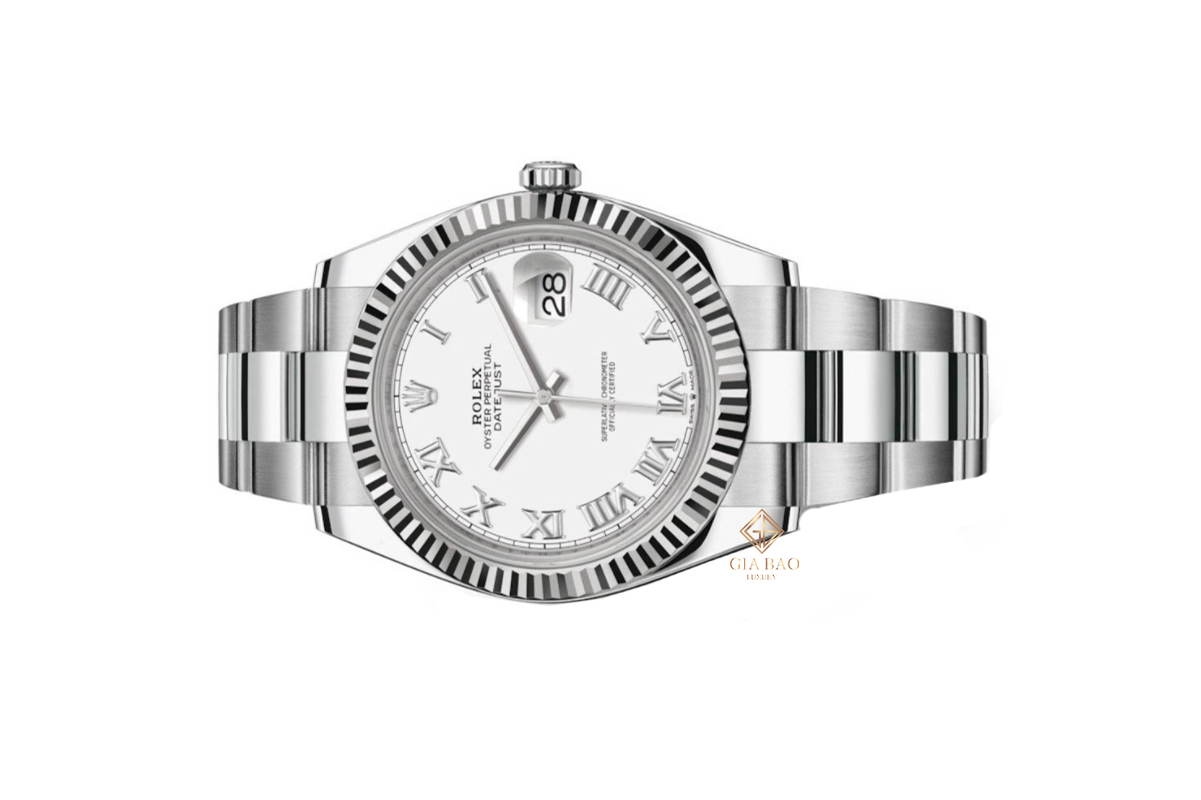 Đồng Hồ Rolex Datejust 41 126334 Mặt Trắng Cọc Số La Mã Dây Đeo Oyster