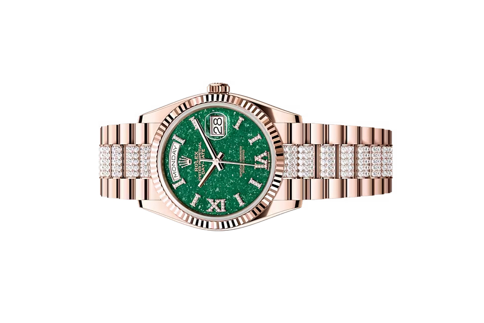 Đồng Hồ Rolex Day-Date 36 128235 Mặt Số Đá Aventurine Dây Đeo President Nạm Kim Cương