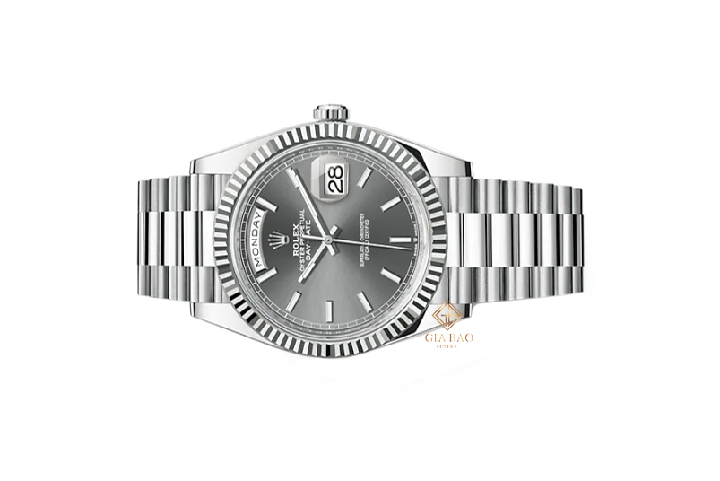 Đồng Hồ Rolex Day-Date 40 228236 Mặt Số Xám Cọc Số Dạ Quang