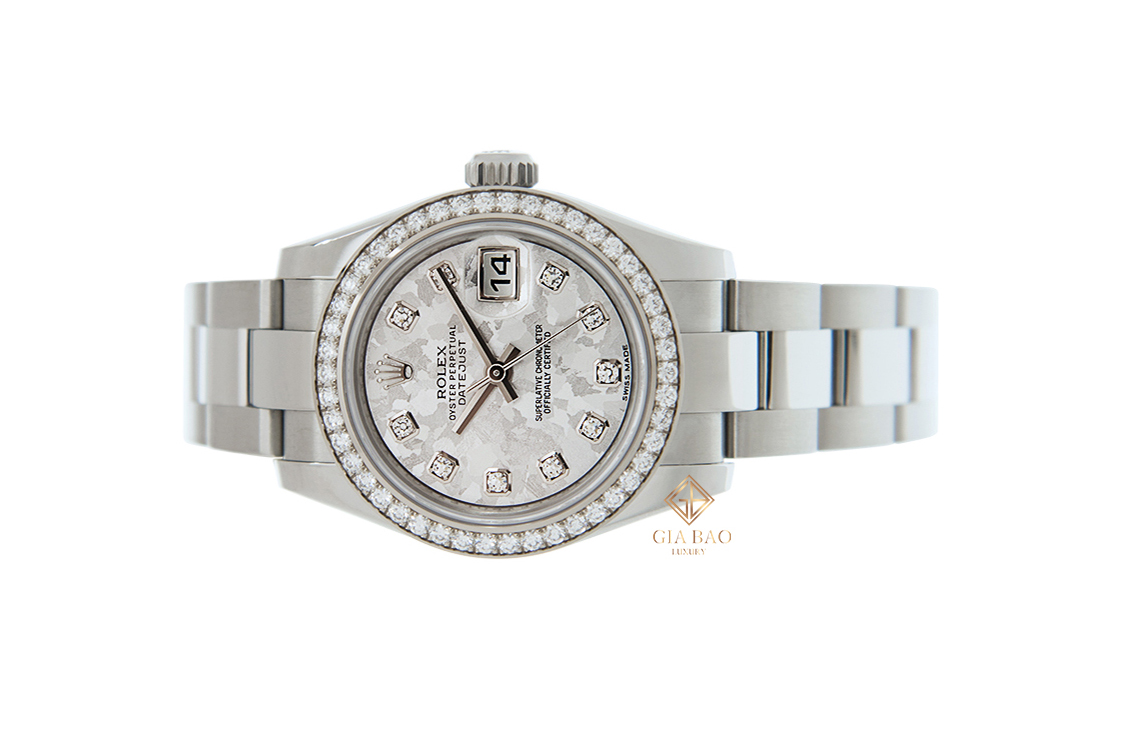 Đồng Hồ Rolex Lady-Datejust 26 179384 Mặt Số Vân Đá Bạc Nạm Kim Cương Dây Đeo Oyster