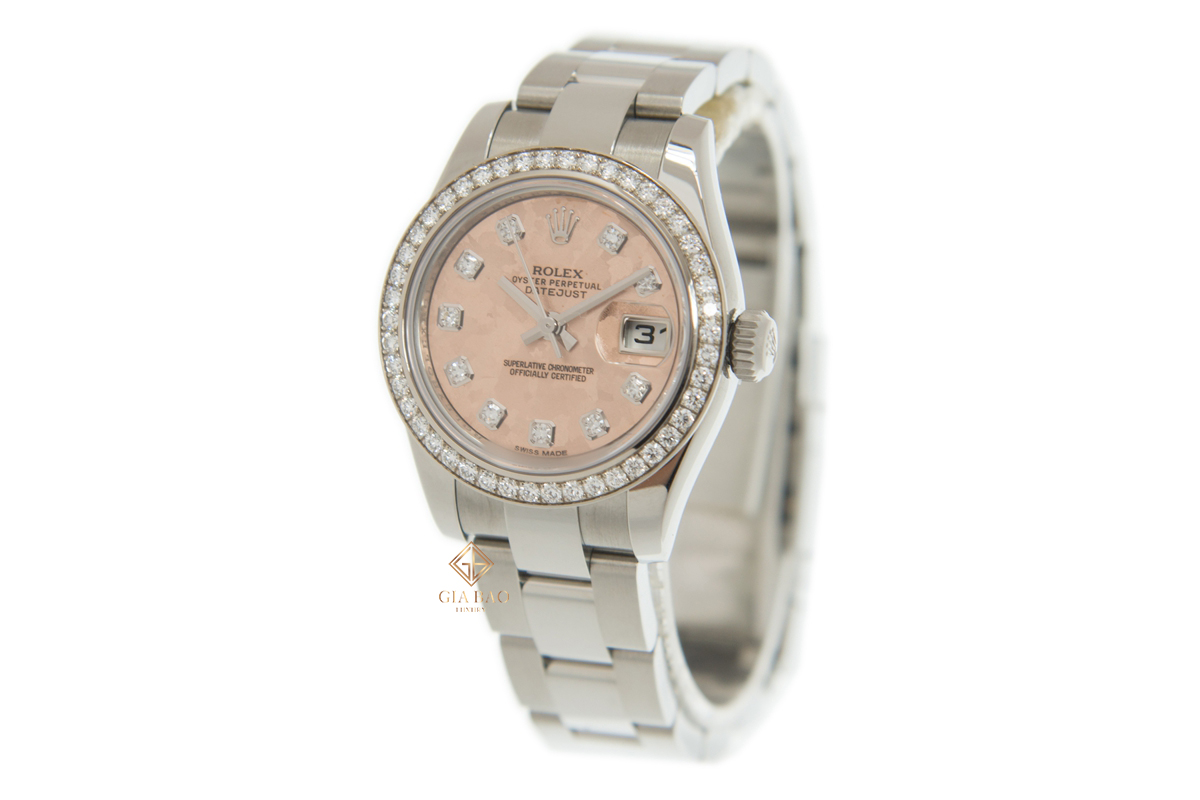 Đồng Hồ Rolex Lady-Datejust 26 179384 Mặt Số Vân Đá Nạm Kim Cương Dây Đeo Oyster