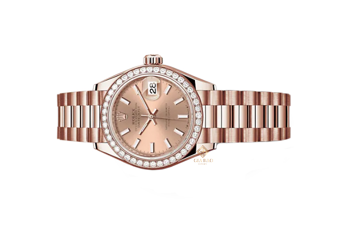 Đồng Hồ Rolex Lady-Datejust 279135RBR Mặt Số Hồng Cọc Số Dạ Quang Dây Đeo President