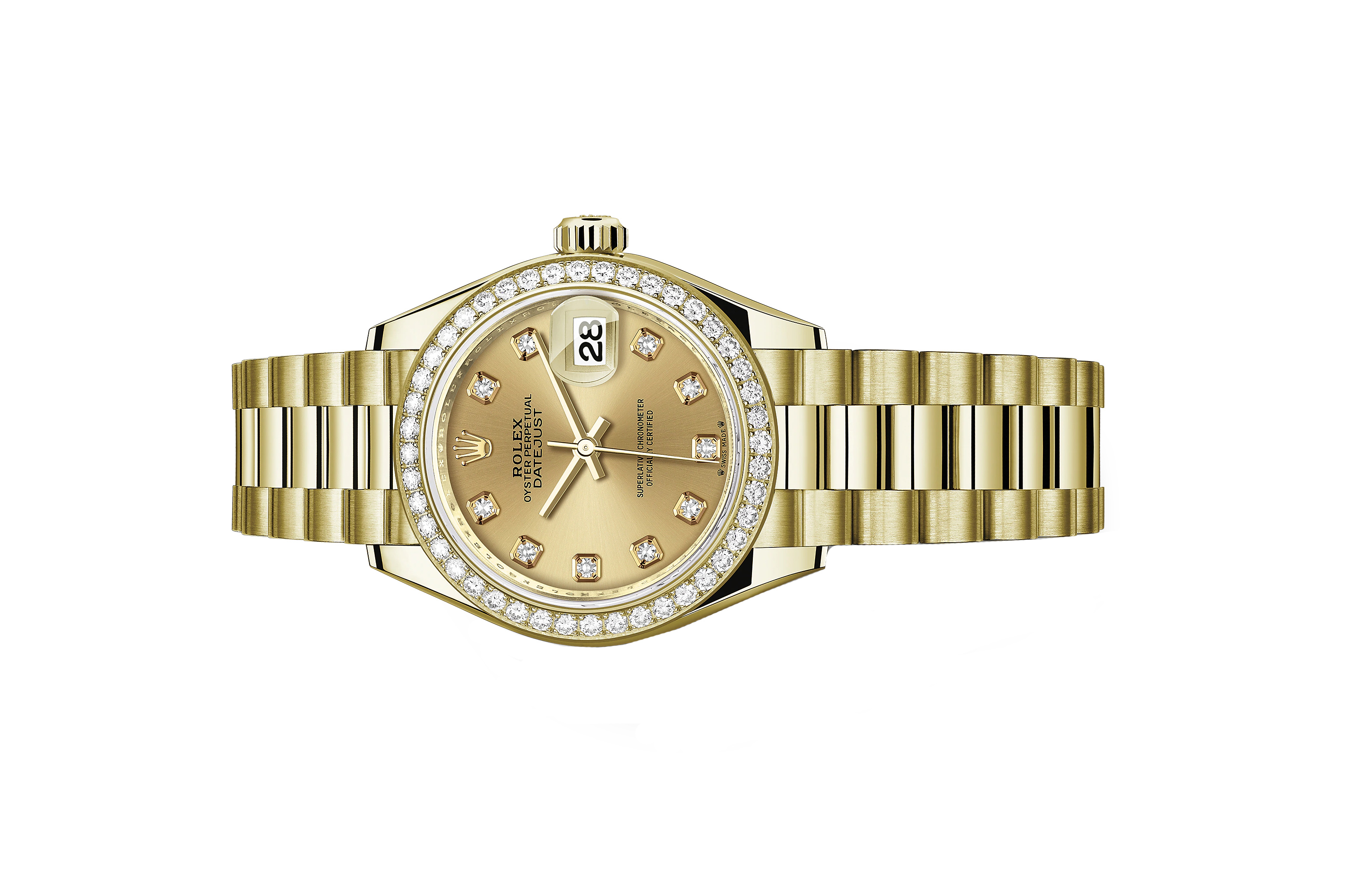 Đồng Hồ Rolex Lady-Datejust 279138RBR Mặt Số Vàng Champagne Cọc Số Kim Cương