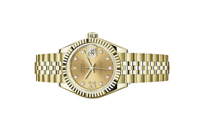 Đồng Hồ Rolex Lady-Datejust 279178 Mặt Số Vàng Champagne Cọc Số Sao La Mã Dây Đeo Jubilee