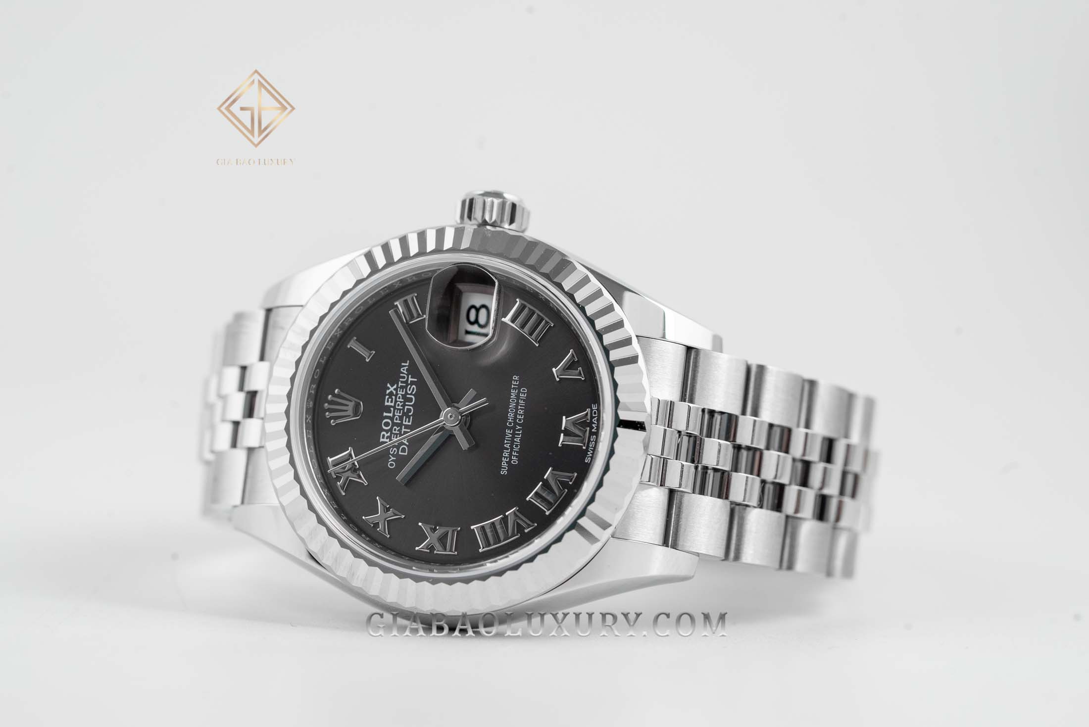 Đồng Hồ Rolex Lady-Datejust 28 279174 Mặt Số Xám Tối Cọc Số La Mã