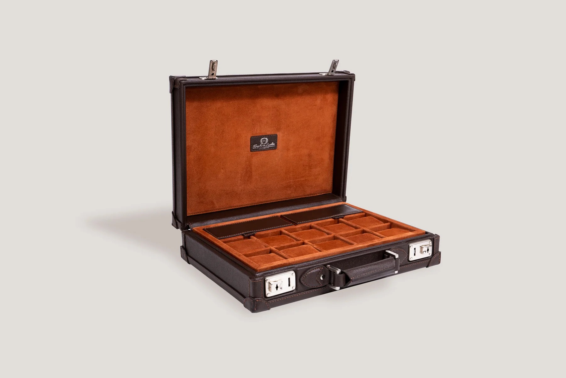 Hộp đựng đồng hồ Bosphorus Leather SAFFIANO DARK BROWN
