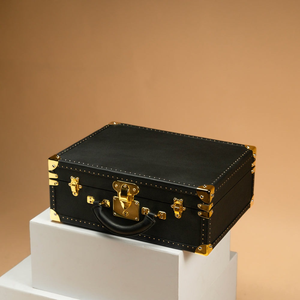 Hộp đựng đồng hồ Bosphorus Leather TOGO BLACK Trơn 30 Ngăn