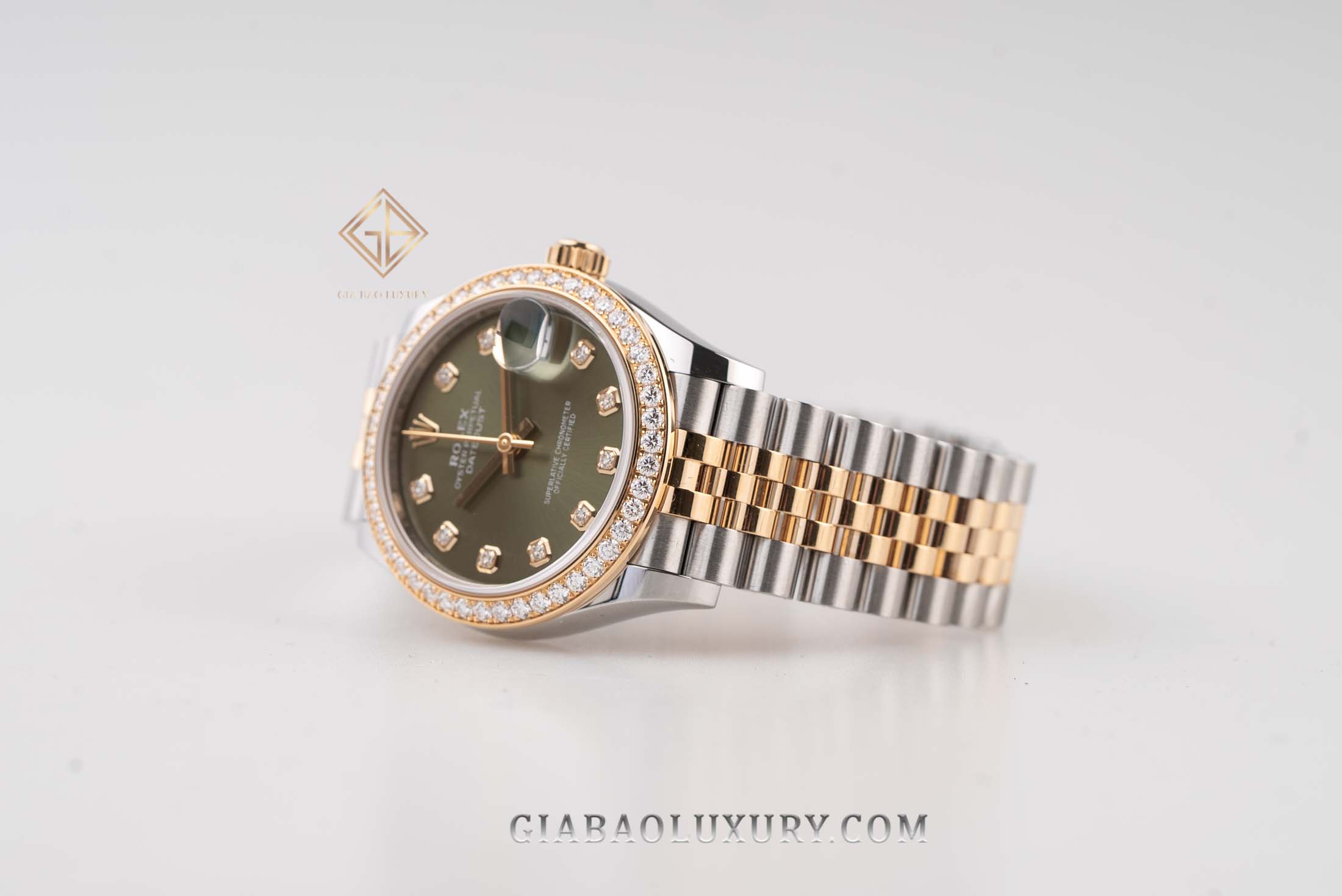 Đồng Hồ Rolex Datejust 31 278383RBR Mặt Số Xanh Oliu Nạm Kim Cương