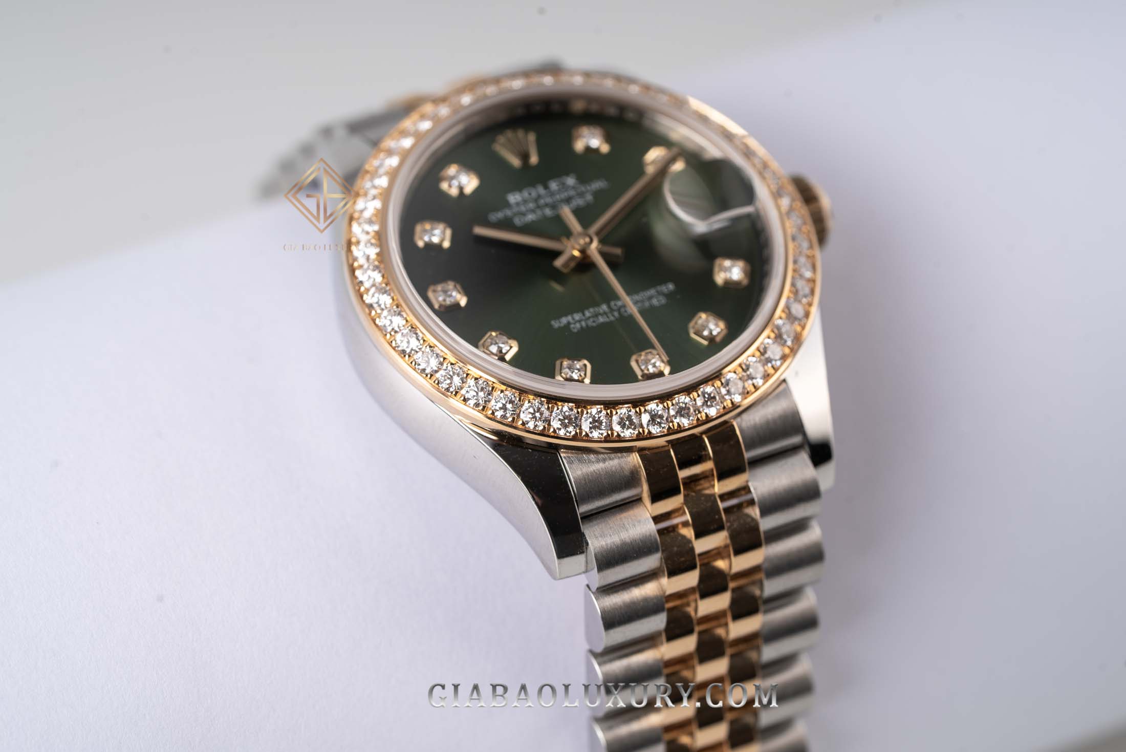 Đồng Hồ Rolex Datejust 31 278383RBR Mặt Số Xanh Oliu Nạm Kim Cương