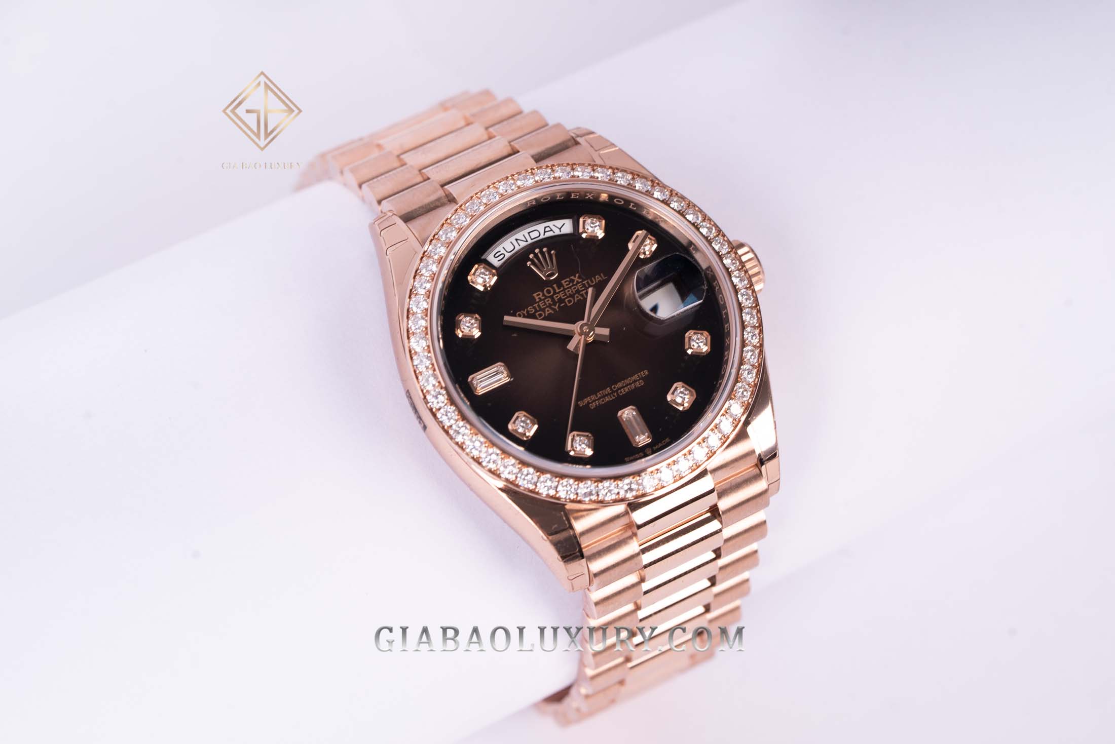 Đồng Hồ Rolex Day-Date 36 128345RBR Mặt Số Ombré Nâu