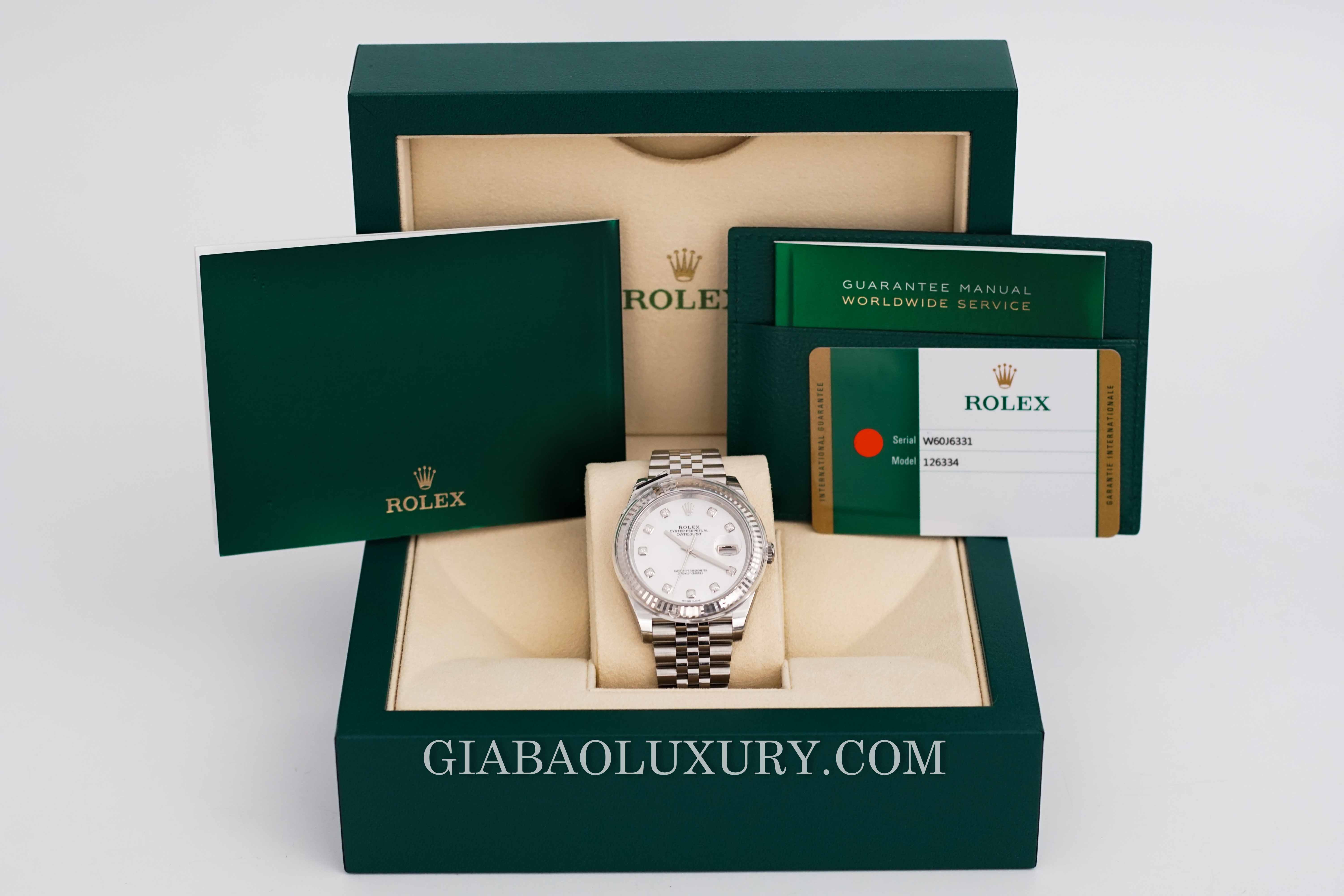 Đồng Hồ Rolex Datejust 41 126334 Mặt Số Vỏ Trai Trắng