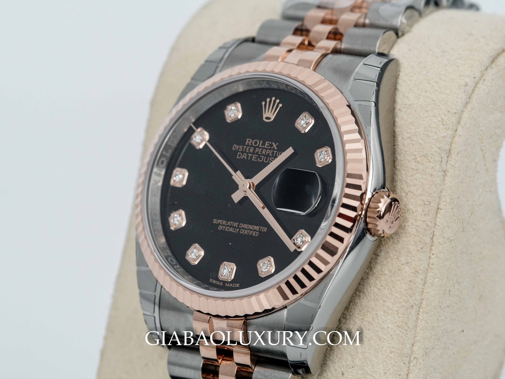 Đồng Hồ Rolex Datejust 116231 Mặt Số Đen Nạm Kim Cương