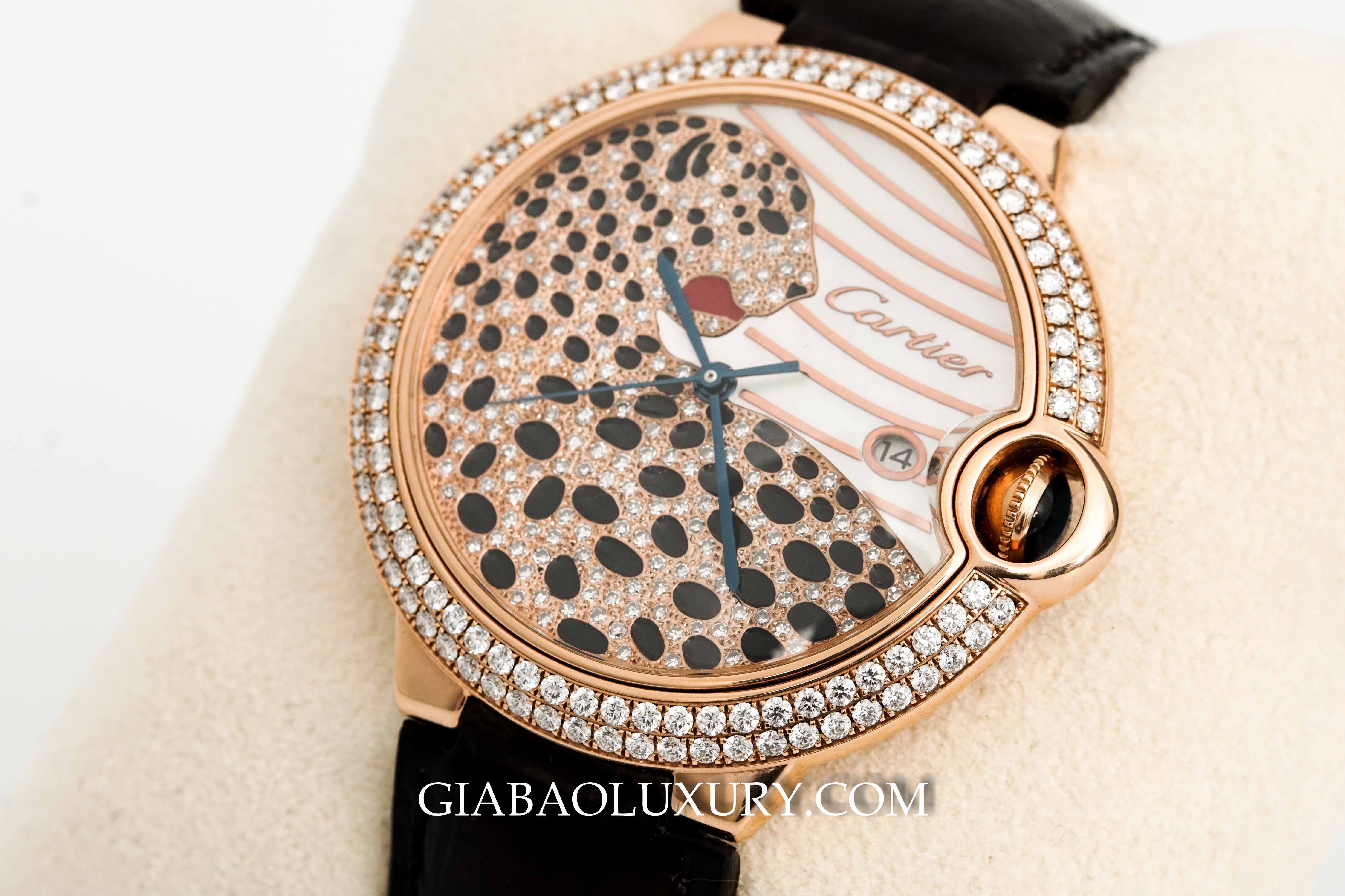 Đồng Hồ Cartier Ballon Bleu Panther Rose Gold With Diamonds