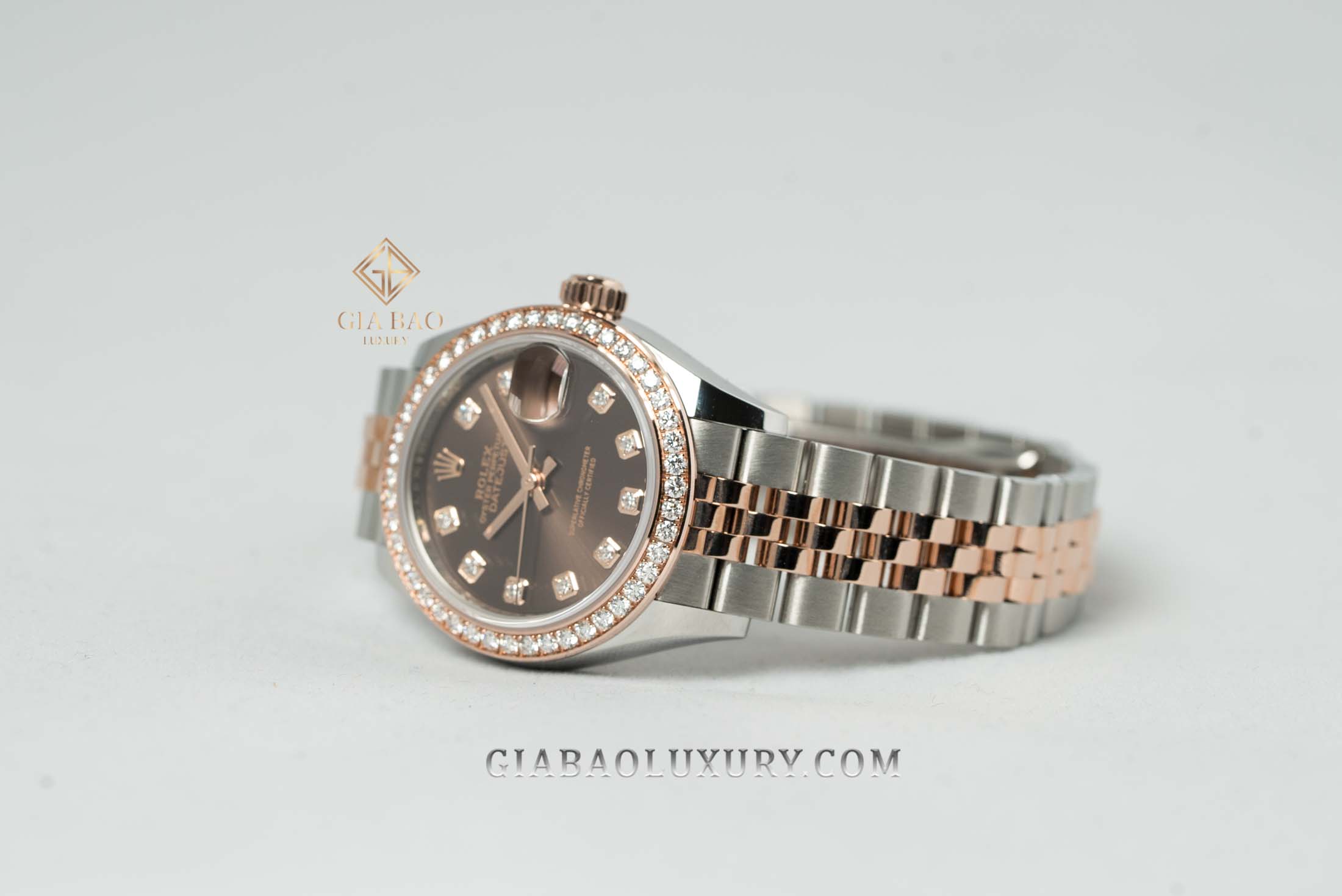 Đồng Hồ Rolex Lady-Datejust 279381RBR Mặt Chocolate Cọc Số Kim Cương