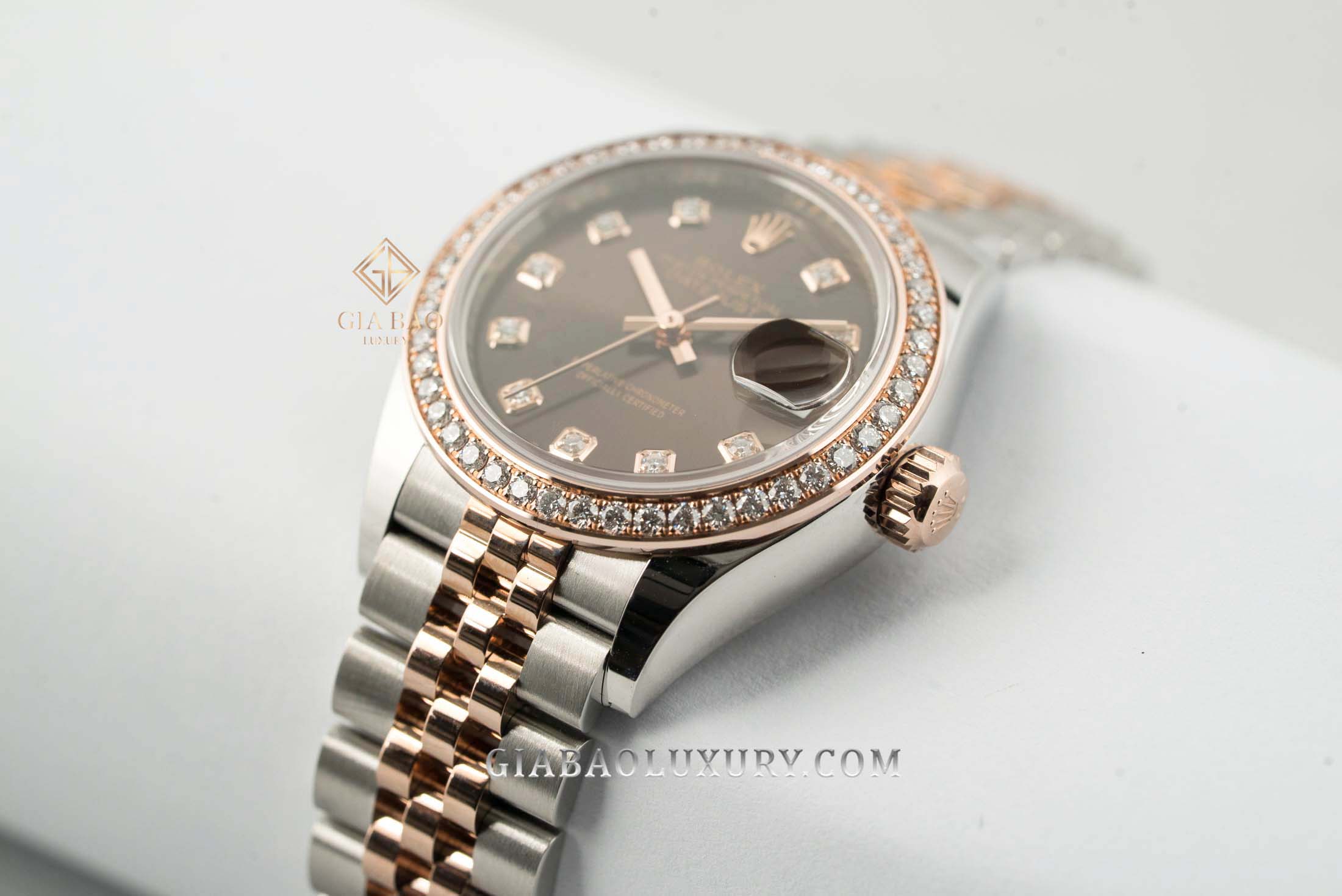 Đồng Hồ Rolex Lady-Datejust 279381RBR Mặt Chocolate Cọc Số Kim Cương