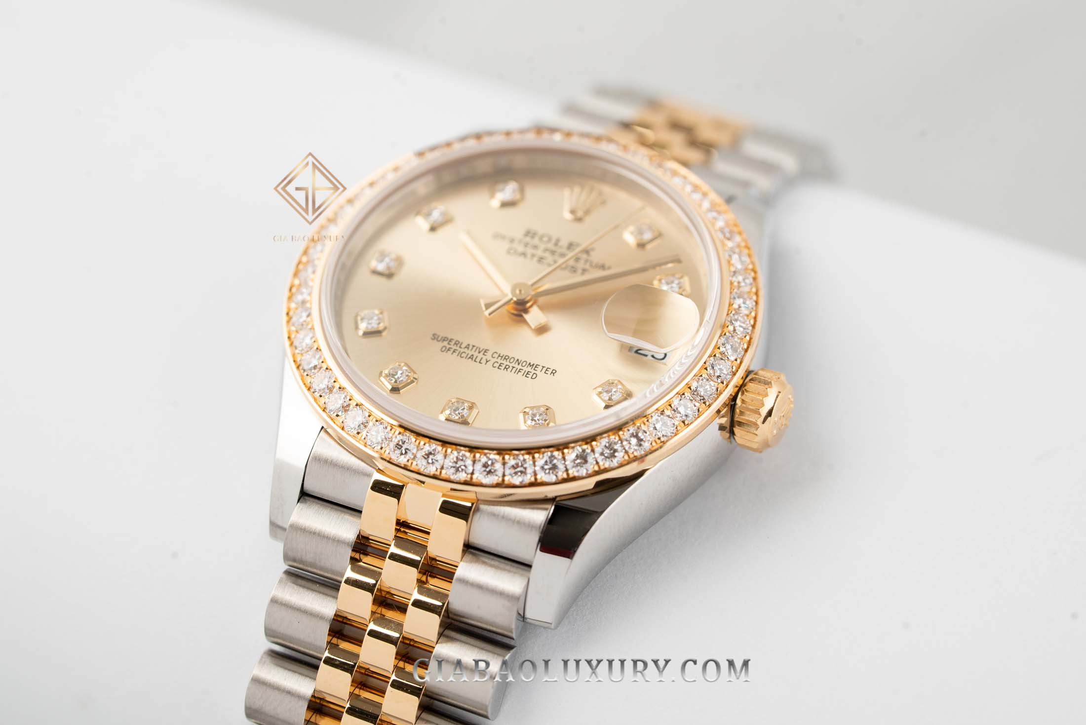 Đồng Hồ Rolex Datejust 31 278383RBR Mặt Số Vàng Champagne Nạm Kim Cương