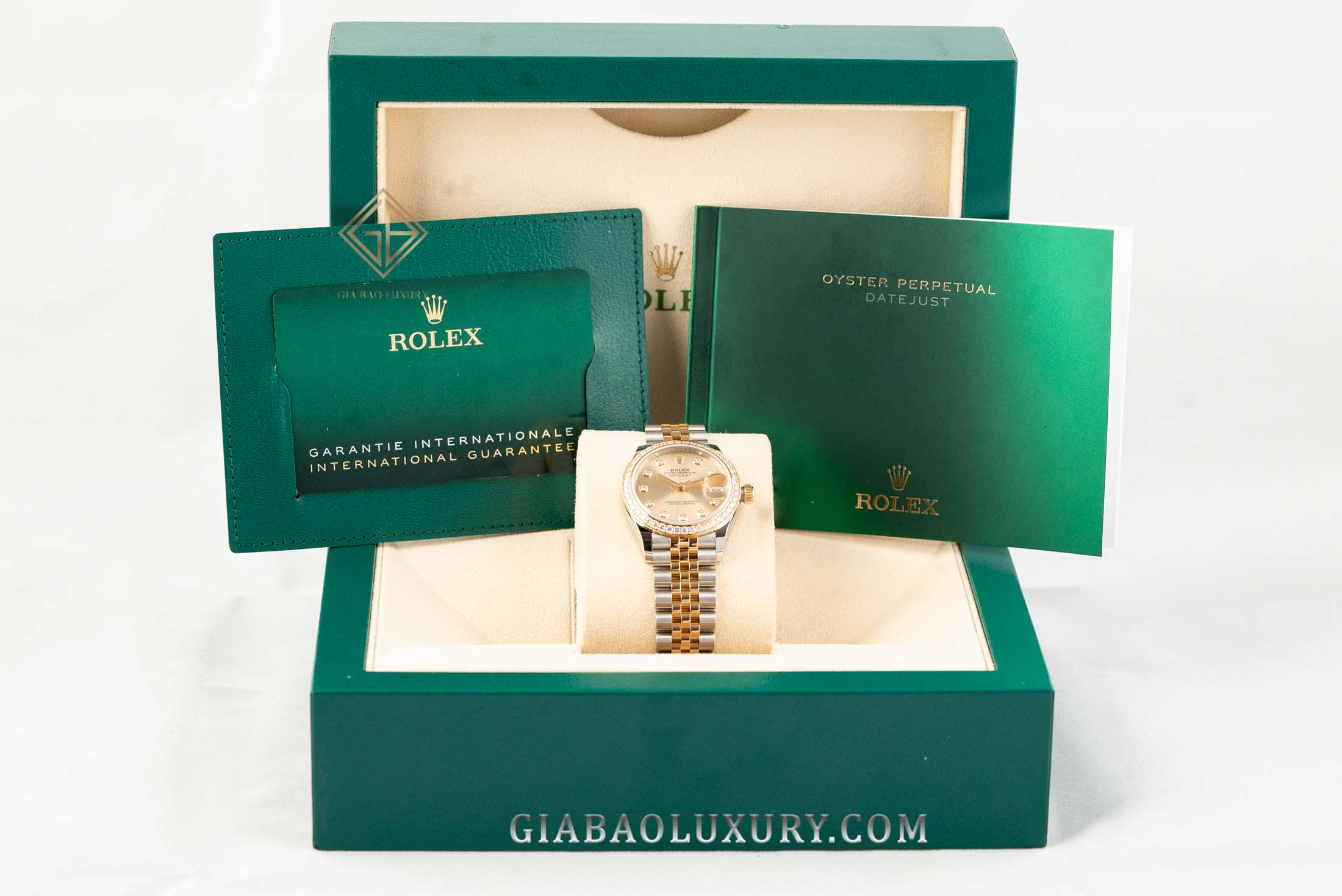 Đồng Hồ Rolex Datejust 31 278383RBR Mặt Số Vàng Champagne Nạm Kim Cương